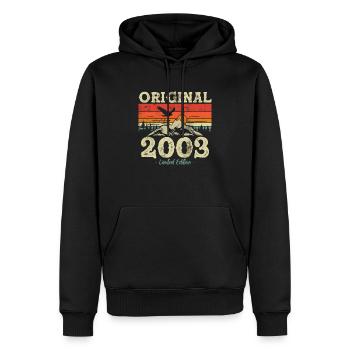 20. Geburtstag Mann Juni Jahrgang 2003 Oldtimer - Männer Premium Bio Hoodie - Schwarz - Vorne - Nico (187cm)