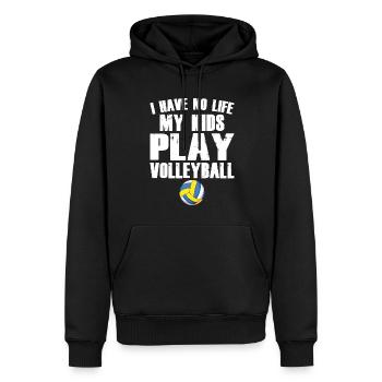 Je n’ai pas de vie, mes enfants jouent au volleyball - Sweat à capuche Premium bio Homme - noir - Devant - Nico (187cm)