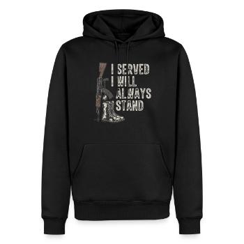 Ich Habe Gedient Ich Werde Immer Stehen - Veteran - Männer Premium Bio Hoodie - Schwarz - Vorne - Nico (187cm)