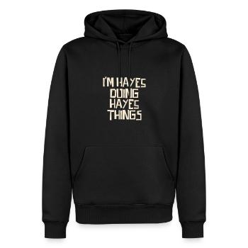 I'm Hayes doing Hayes things - Männer Premium Bio Hoodie - Schwarz - Vorne - Nico (187cm)