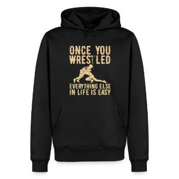 Une fois que vous avez lutté - lutte - Sweat à capuche Premium bio Homme - noir - Devant - Nico (187cm)