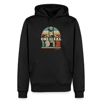 Cadeau d’anniversaire original en édition limitée de 1973 - Sweat à capuche Premium bio Homme - noir - Devant - Nico (187cm)