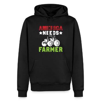 Amerika Braucht Den Farmer - Männer Premium Bio Hoodie - Schwarz - Vorne - Nico (187cm)