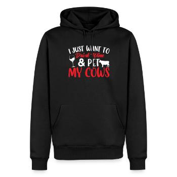 I just want to drink wine and pet my cows - Men’s Premium Organic Hoodie - black - Front - Nico (187cm)