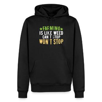Farming is like weeds can't stop - Men’s Premium Organic Hoodie - black - Front - Nico (187cm)