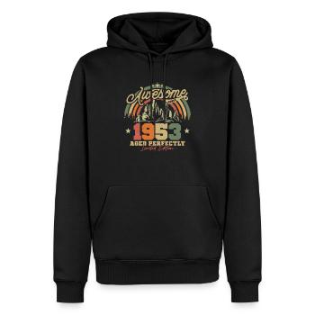 Cadeau d’anniversaire vintage et rétro 1953 - Sweat à capuche Premium bio Homme - noir - Devant - Nico (187cm)