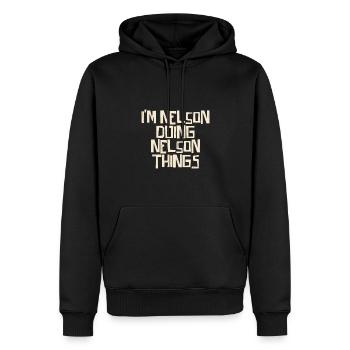 I'm Nelson doing Nelson things - Men’s Premium Organic Hoodie - black - Front - Nico (187cm)