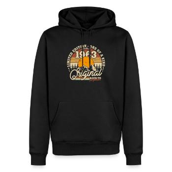 Cadeau d’anniversaire Millésime 1963 - Sweat à capuche Premium bio Homme - noir - Devant - Nico (187cm)