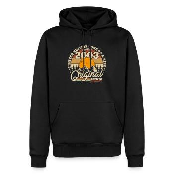 Cadeau Anniversaire Millésime 2003 - Sweat à capuche Premium bio Homme - noir - Devant - Nico (187cm)