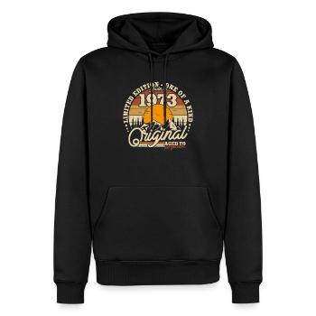 Vintage 1973 Cadeau d’anniversaire - Sweat à capuche Premium bio Homme - noir - Devant - Nico (187cm)