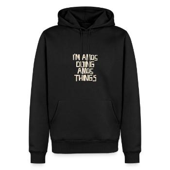 Je suis Amos en train de faire des choses d’Amos - Sweat à capuche Premium bio Homme - noir - Devant - Nico (187cm)