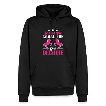 Ich bin ein Reiter, der Geschenke zerreißt - Männer Premium Bio Hoodie - Schwarz - Vorne - Nico (187cm)