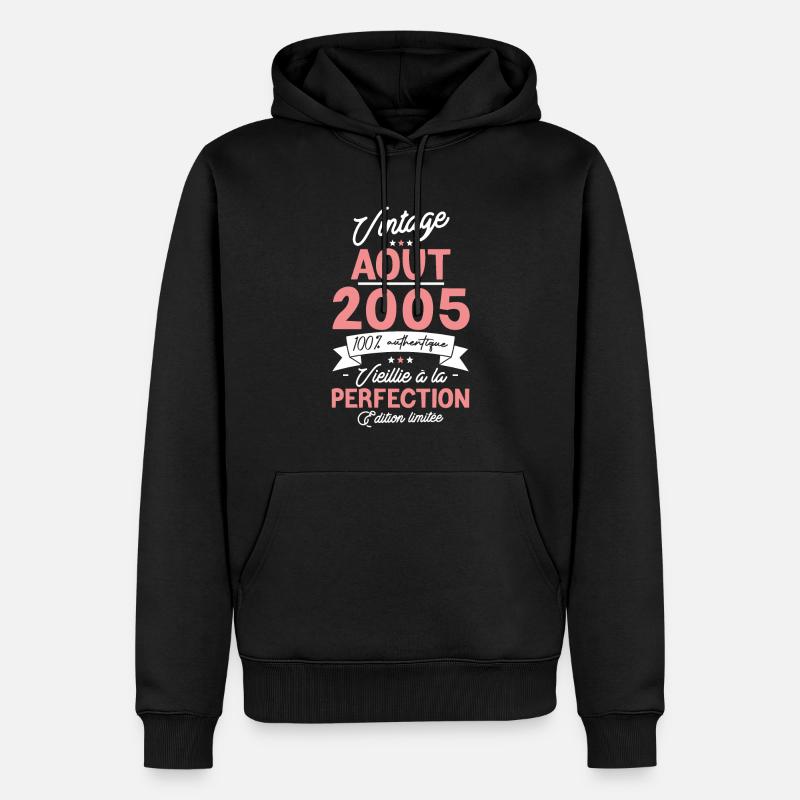 Cadeau Anniversaire août 2005 - Sweat à capuche Premium bio Homme - noir