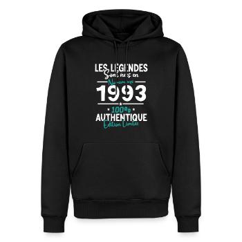 Les Légendes Novembre 1993 - 30 ans - Sweat à capuche Premium bio Homme - noir - Devant - Nico (187cm)