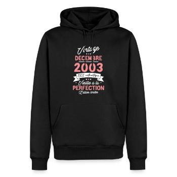 Vintage Décembre 2003 20 Ans - Sweat à capuche Premium bio Homme - noir - Devant - Nico (187cm)