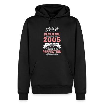 Vintage Décembre 2005 18 Ans - Sweat à capuche Premium bio Homme - noir - Devant - Nico (187cm)