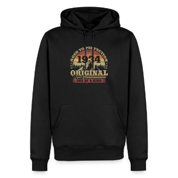 Vintage 1934 Cadeau 90e anniversaire - Sweat à capuche Premium bio Homme - noir - Devant - Nico (187cm)