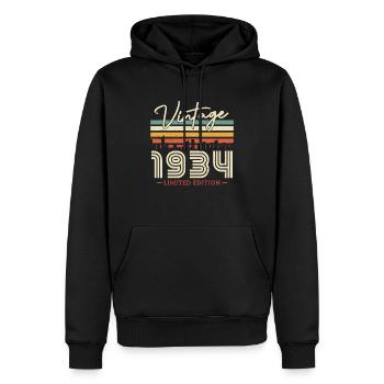 Vintage 1934 - 90 Jahre Limited Edition - Männer Premium Bio Hoodie - Schwarz - Vorne - Nico (187cm)