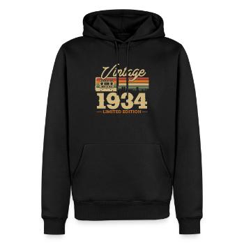 Millésime 1934 - 90 ans édition limitée - Sweat à capuche Premium bio Homme - noir - Devant - Nico (187cm)