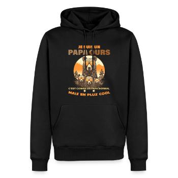 Papa Ours 3 Enfants Lunettes Cool - Sweat à capuche Premium bio Homme - noir - Devant - Nico (187cm)
