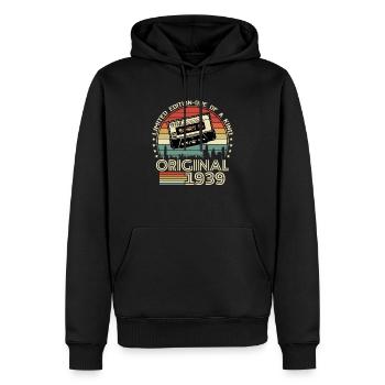 Vintage 1939 Geschenk - Männer Premium Bio Hoodie - Schwarz - Vorne - Nico (187cm)