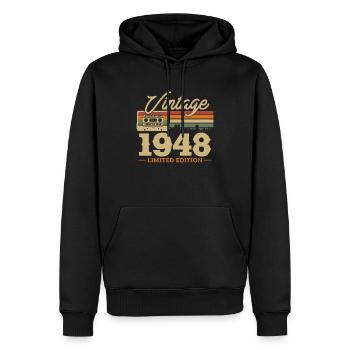 1948 - 75/76. Geburtstag - Männer Premium Bio Hoodie - Schwarz - Vorne - Nico (187cm)