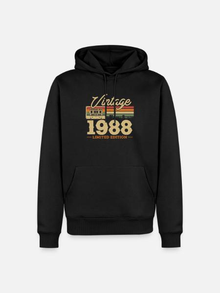 1988 Fête d’anniversaire - Sweat à capuche Premium bio Homme - noir