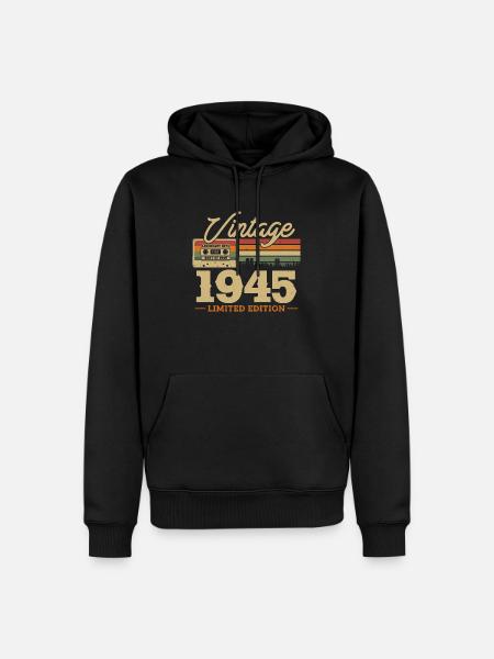 1945 Anniversary - 78/79 years - Men’s Premium Organic Hoodie - black