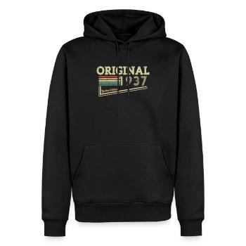 Cadeau d’anniversaire vintage 1937 - Sweat à capuche Premium bio Homme - noir - Devant - Nico (187cm)
