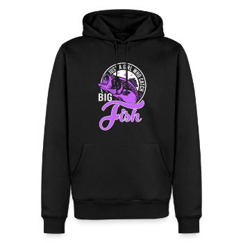 Juste une fille attrapant de gros poissons - Sweat à capuche Premium bio Homme - noir - Devant - Nico (187cm)