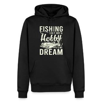 La pêche n’est pas seulement un passe-temps, c’est mon rêve - Sweat à capuche Premium bio Homme - noir - Devant - Nico (187cm)