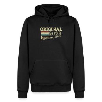 Rétro Anniversaire 2023 - Sweat à capuche Premium bio Homme - noir - Devant - Nico (187cm)
