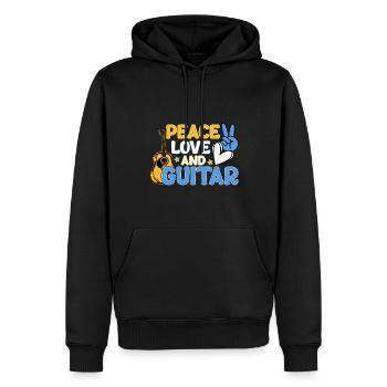 Frieden Liebe Und Gitarre - Männer Premium Bio Hoodie - Schwarz - Vorne - Nico (187cm)