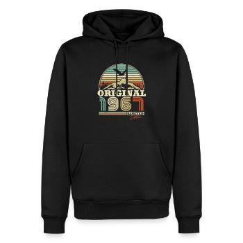 Cadeau d’anniversaire cool 1967 - Sweat à capuche Premium bio Homme - noir - Devant - Nico (187cm)