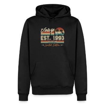 Millésime 30 ans - Original 1993! - Sweat à capuche Premium bio Homme - noir - Devant - Nico (187cm)