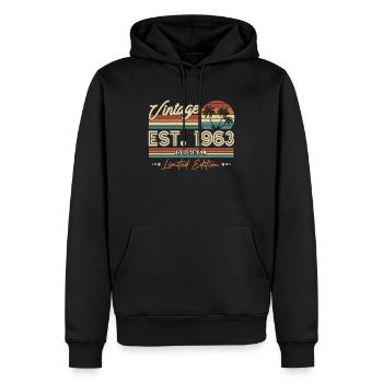 Vintage Anniversary 60 years - Men’s Premium Organic Hoodie - black - Front - Nico (187cm)