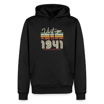 Cadeau d’anniversaire vintage 1941, 82/83 ans - Sweat à capuche Premium bio Homme - noir - Devant - Nico (187cm)