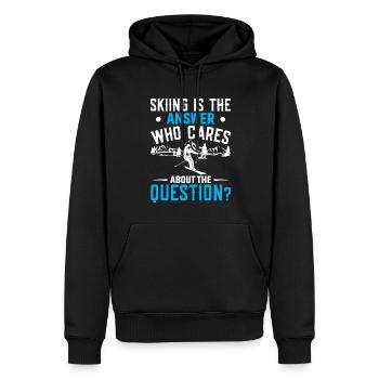 Skifahren Ist Die Antwort. Wer Braucht Die Frage? - Männer Premium Bio Hoodie - Schwarz - Vorne - Nico (187cm)