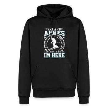 Ski Und Apres Ski Deshalb Bin Ich Hier - Männer Premium Bio Hoodie - Schwarz - Vorne - Nico (187cm)