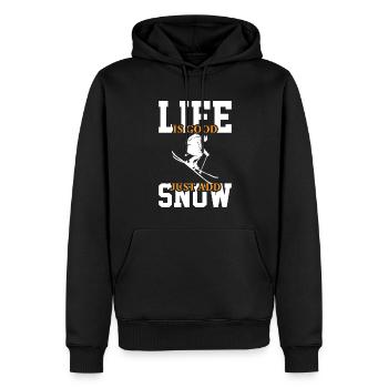 Das Leben Ist Gut Einfach Schnee Hinzufügen - Männer Premium Bio Hoodie - Schwarz - Vorne - Nico (187cm)