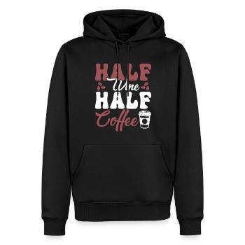 Halb Wein Halb Kaffee - Männer Premium Bio Hoodie - Schwarz - Vorne - Nico (187cm)