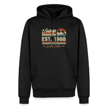 Cadeau Vintage 1988, 35/36 ans - Sweat à capuche Premium bio Homme - noir - Devant - Nico (187cm)