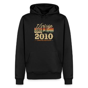 Cadeau d’anniversaire vintage 2010 - Sweat à capuche Premium bio Homme - noir - Devant - Nico (187cm)
