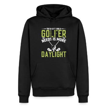 Das Was Ein Golfer Braucht Ist Mehr Tageslicht - Männer Premium Bio Hoodie - Schwarz - Vorne - Nico (187cm)