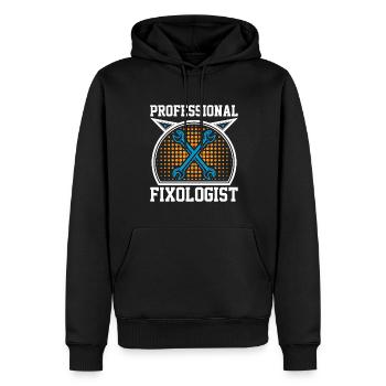Réparologue professionnel - Sweat à capuche Premium bio Homme - noir - Devant - Nico (187cm)