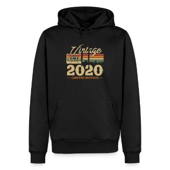 Cadeau d’anniversaire vintage 2020 - 3/4 ans - Sweat à capuche Premium bio Homme - noir - Devant - Nico (187cm)
