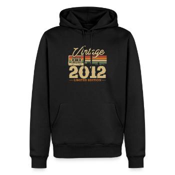 Cadeau d’anniversaire vintage 2012 (11-12 ans) - Sweat à capuche Premium bio Homme - noir - Devant - Nico (187cm)