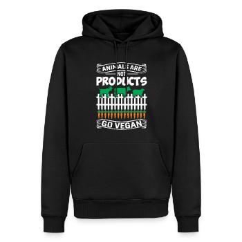 Les animaux ne sont pas des produits qui deviennent végétaliens - Sweat à capuche Premium bio Homme - noir - Devant - Nico (187cm)