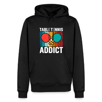 Accro au tennis de table - Sweat à capuche Premium bio Homme - noir - Devant - Nico (187cm)
