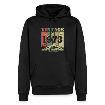 Ursprünglich 1973 - Vintage Geburtstagsjahr 50/51 - Männer Premium Bio Hoodie - Schwarz - Vorne - Nico (187cm)